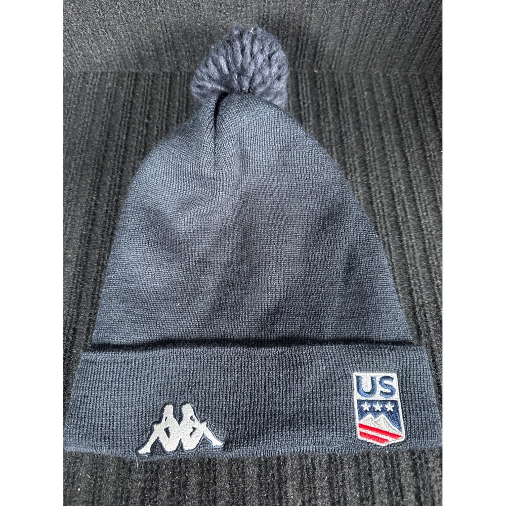Kappa US Ski Team Navy Blue Pom Beanie Knit Hat
